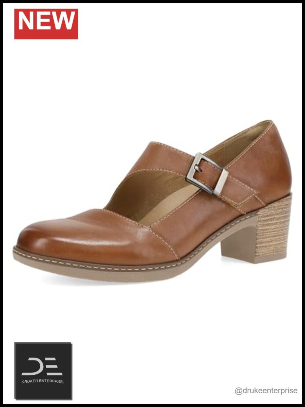 Women's Heeled Mary Jane Pumps Leather Hook & Loop